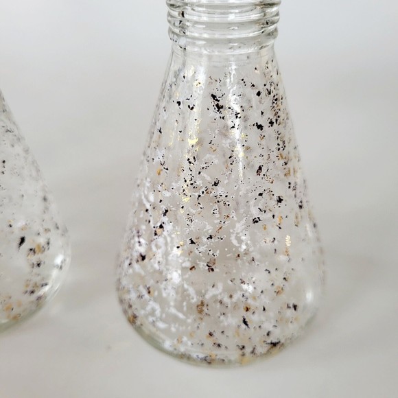 Vintage Hazel Atlas Gold & White Speckled Cruet Set Oil & Vinegar Mid Century - Picture 2 of 7